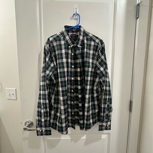 UNTUCKit Men's Green and Blue Plaid Shirt